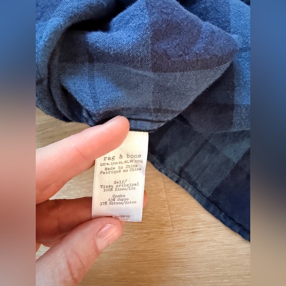 Vintage rag & bone Men’s 100% Linen Plaid Button-Up Shirt Long Sleeve Size M - Picture 6 of 6